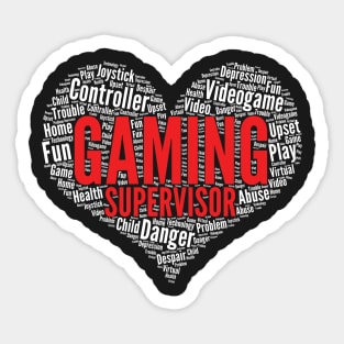 Gaming Supervisor Heart Shape Word Cloud Design design Sticker